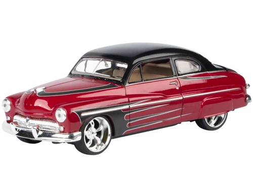 1949 Mercury Coupe Red Metallic with Black Top and Gray Graphics Kult Klassics Series 1/24 Diecast Model Car Motormax 79881