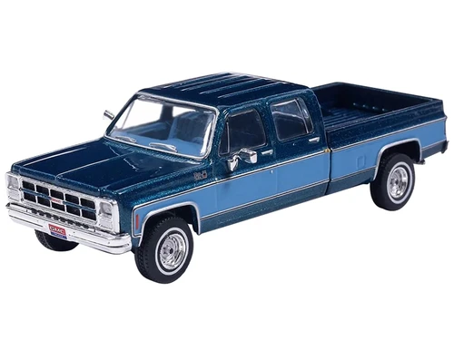 1980 GMC High Sierra K2500 Crew Cab Wideside Dark Blue Metallic & Medium Blue Special Two Tone 1/64 Diecast Model Car IXO Models IA64038
