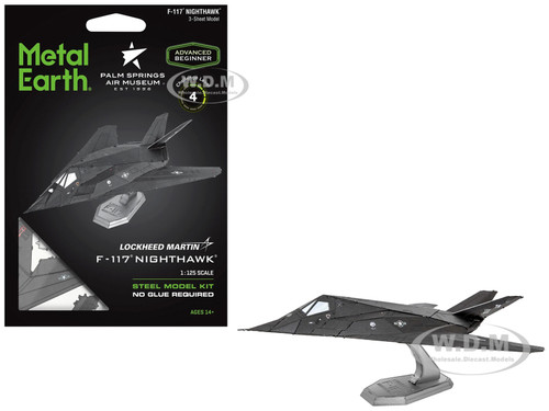 Model Kit Lockheed Martin F 117 Nighthawk Stealth Aircraft Palm Springs Air Museum Black Moderate Difficulty Steel Model Metal Earth ME1060