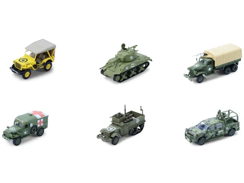 Battalion 64 Series 6 Set of 6 pieces 1/64 Diecast Models Greenlight 61060SET