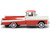 1957 Dodge D100 Sweptside Pickup Truck Tropical Coral Glacier White 1/87 HO Scale Diecast Model Car Oxford Diecast 87DP57001
