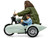 Motorcycle and Sidecar Light Green with Harry and Hagrid Figures Harry Potter and the Deathly Hallows Part 1 2010 Movie Diecast Motorcycle Model by Corgi CC99727