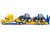 Tractor Truck Yellow with 2 New Holland T7070 Tractors Blue 1/87 HO Diecast Models Siku SK1805