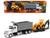 International Lonestar Dump Truck White and Wheel Loader Yellow with Flatbed Trailer Long Haul Truckers Series 1/43 Diecast Model New Ray 16633A