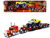 Peterbilt 379 Truck with Lowboy Trailer Red with Orange Flames and Monster Truck Yellow with Blue Flames Long Haul Truckers Series 1/32 Diecast Model New Ray SS-11263A