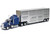 Kenworth W900 Truck Blue with Potbelly Livestock Trailer Chrome Long Haul Truckers Series 1/43 Diecast Model New Ray 15243B