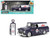 1957 Chevrolet Suburban Chevron Dark Blue with White Stripes and Chevron Gas Pump Just Trucks Series 1/24 Diecast Model Car Jada 35044