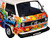 Volkswagen Type 2 T3 Van White Metallic with Graffiti Graphics 1/24 Diecast Model Car Motormax 79599