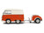 1950 Volkswagen Kool Kombi Van with Trailer Orange and White 1/18 Diecast Model Car Solido S1810902