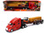 Kenworth T680 Truck Red and Flatbed Trailer with Forklift and Hay Load Long Haul Trucker Series 1/32 Diecast Model New Ray 12753