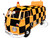 Volkswagen Type 2 T1 Airport Runway Delivery Van Black and Orange Checkered 1/24 Diecast Model Car Motormax 79572