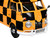 Volkswagen Type 2 T1 Airport Runway Delivery Van Black and Orange Checkered 1/24 Diecast Model Car Motormax 79572