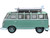 Volkswagen T1 Samba Bus RHD Right Hand Drive Green Two Tone with Surfboards on Roof Rack 1/148 (N) Scale Diecast Model Car Oxford Diecast NVWS005