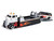 COE Flatbed Truck White and Black with Flame Graphics and 1979 Chevrolet K5 Blazer Black and White with Flame Graphics Elite Transport Series 1/64 Diecast Models Maisto 15055-25A
