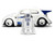1959 Volkswagen Drag Beetle White with Graphics and R2 D2 Figure Star Wars Franchise Hollywood Rides Series 1/24 Diecast Model Car Jada 36912