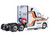 2018 Freightliner Cascadia Truck Tractor White with Black and Orange Stripes 1/64 Diecast Model IXO Models 64TR013A