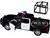 2017 Chevrolet Silverado 1500 LT Z71 Crew Cab Pickup Truck with Bed Cage Black and White with Flashing Light Bar and Front and Rear Lights and Sounds 1/24 1/27 Diecast Model Car Motormax 79547BKW