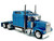 Kenworth W900L Truck Tractor with Sleeper Cab Blue Metallic 1/87 (HO) Plastic Model Car HO Logistics HL-90006