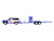 1986 Chevrolet K5 Blazer Blue and White and 1969 Chevrolet Camaro #5 Blue and White Kyle Larson Hendrick Motorsports with Tandem Car Trailer Racing Hitch & Tow Series 6 1/64 Diecast Model Cars Greenlight 31190C