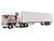 Kenworth K100 COE Flat Top and 53 Utility Trailer with Reefer Red s Favorites Jim Skrinar Red with White Stripes 1/64 Diecast Model DCP/First Gear 69-2253