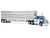 Kenworth W900A with 36 Sleeper and 45 Wilson Vintage Livestock Trailer Mariner Blue and White with Silver Trailer 1/64 Diecast Model DCP/First Gear 60-2136