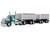 Kenworth W900A Day Cab with 22 Dual End Dump Trailers Turquoise with White Stripes 1/64 Diecast Model DCP/First Gear 60-2291