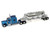 Peterbilt 389 Truck Tractor with Sleeper Cab Blue Metallic and Pneumatic Tank Trailer Chrome Combo Set 1/87 (HO) Plastic Model Car HO Logistics HL-38906-001