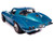 1967 Chevrolet Corvette Stingray Light Blue Metallic with White Hood Stripe American Muscle Series 1/18 Diecast Model Car Auto World AMM1376