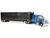Peterbilt 589 with 72 Mid Roof Sleeper and Wilson Silverstar Livestock Trailer Bright Blue with Black Stripes and Trailer 1/64 Diecast Model DCP/First Gear 60-2172