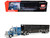 Peterbilt 589 with 72 Mid Roof Sleeper and Wilson Silverstar Livestock Trailer Bright Blue with Black Stripes and Trailer 1/64 Diecast Model DCP/First Gear 60-2172