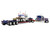 Kenworth W900L with 72 Aerocab Flat Top Sleeper Blue with White Stripes and Fontaine Magnitude Lowboy Trailer with Kenworth W900A Load White with Blue and Red Stripes America 250 1/64 Diecast Model DCP/First Gear 69-2311