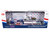 Kenworth W900L with 72 Aerocab Flat Top Sleeper Blue with White Stripes and Fontaine Magnitude Lowboy Trailer with Kenworth W900A Load White with Blue and Red Stripes America 250 1/64 Diecast Model DCP/First Gear 69-2311