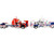 Peterbilt 589 with 44 Flat Top Sleeper Red with Blue Stripes and Fontaine Renegade LXT40 Lowboy Trailer with Peterbilt 359 Load White with Blue and Red Stripes America 250 1/64 Diecast Model DCP/First Gear 69-2348