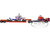 Peterbilt 589 with 44 Flat Top Sleeper Red with Blue Stripes and Fontaine Renegade LXT40 Lowboy Trailer with Peterbilt 359 Load White with Blue and Red Stripes America 250 1/64 Diecast Model DCP/First Gear 69-2348