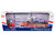 Peterbilt 589 with 44 Flat Top Sleeper Red with Blue Stripes and Fontaine Renegade LXT40 Lowboy Trailer with Peterbilt 359 Load White with Blue and Red Stripes America 250 1/64 Diecast Model DCP/First Gear 69-2348