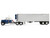 Chevrolet Bison with 34 Flat Top Sleeper & 40 Vintage Trailer with Reefer Blue and White 1/64 Diecast Model DCP/First Gear 60-2345