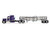 Peterbilt 379 with 63 Mid Roof Sleeper and Polar Deep Drop Trailer Wild Orchid Purple with Black Stripes 1/64 Diecast Model DCP/First Gear 60-2354