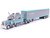 Peterbilt 379 Truck with Sleeper and Dry Goods Trailer TransAmerica Gray with Seafoam Green Graphics J1 Diecast Series 1/64 Diecast Model IXO Models IAPR1027
