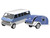 1974 Ford Club Wagon Medium Blue with Tear Drop Trailer Hitch & Tow Series 34 1/64 Diecast Model Car Greenlight 32340A