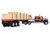 GMC General with 60 Flat Top Sleeper & 48 Utility Flatbed Trailer with Lumber Load Black with Red Stripes 1/64 Diecast Model DCP/First Gear 60-2344