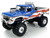 1979 Ford F 250 Monster Truck Bigfoot USA 250 Tribute Blue with USA Flag Graphics and Bob Chandler Standing Figure Kings of Crunch Series 1/18 Diecast Model Car Greenlight 13726