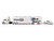 Mack Anthem Enclosed Car Transporter Squarebody USA White Metallic with Red and Blue Stripes and 1987 Chevrolet 1500 Pickup Truck White Metallic with Red and Blue Stripes Custom Haulers Series 1/64 Diecast Model Maisto 12420-MJS02