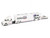 Mack Anthem Enclosed Car Transporter Squarebody USA White Metallic with Red and Blue Stripes and 1987 Chevrolet 1500 Pickup Truck White Metallic with Red and Blue Stripes Custom Haulers Series 1/64 Diecast Model Maisto 12420-MJS02
