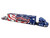 Mack Anthem Enclosed Car Transporter USA 250 Years Blue with Star Graphics and 1993 Chevrolet 454 SS Pickup Truck White Metallic with Graphics Custom Haulers Series 1/64 Diecast Model Maisto 12420-MJS04