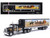 Kenworth W900 Truck with Refrigerated Trailer Black with Tan Stripes and Trailer Graphics 1/64 Diecast Model IXO Models U64TRTR004S