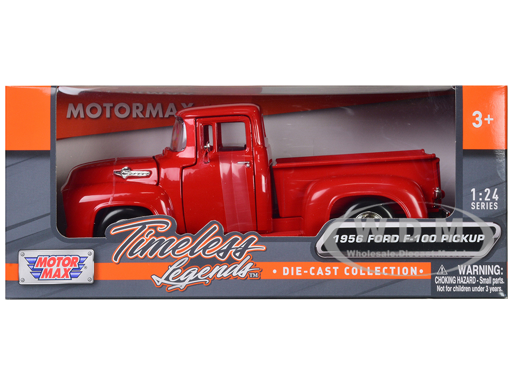 1956 Ford F-100 Pickup Red 1/24 Diecast Model Car Motormax 73235