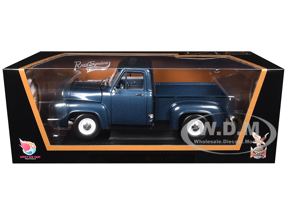1953 Ford F-100 Pickup Dark Blue 1/18 Diecast Model Car Road