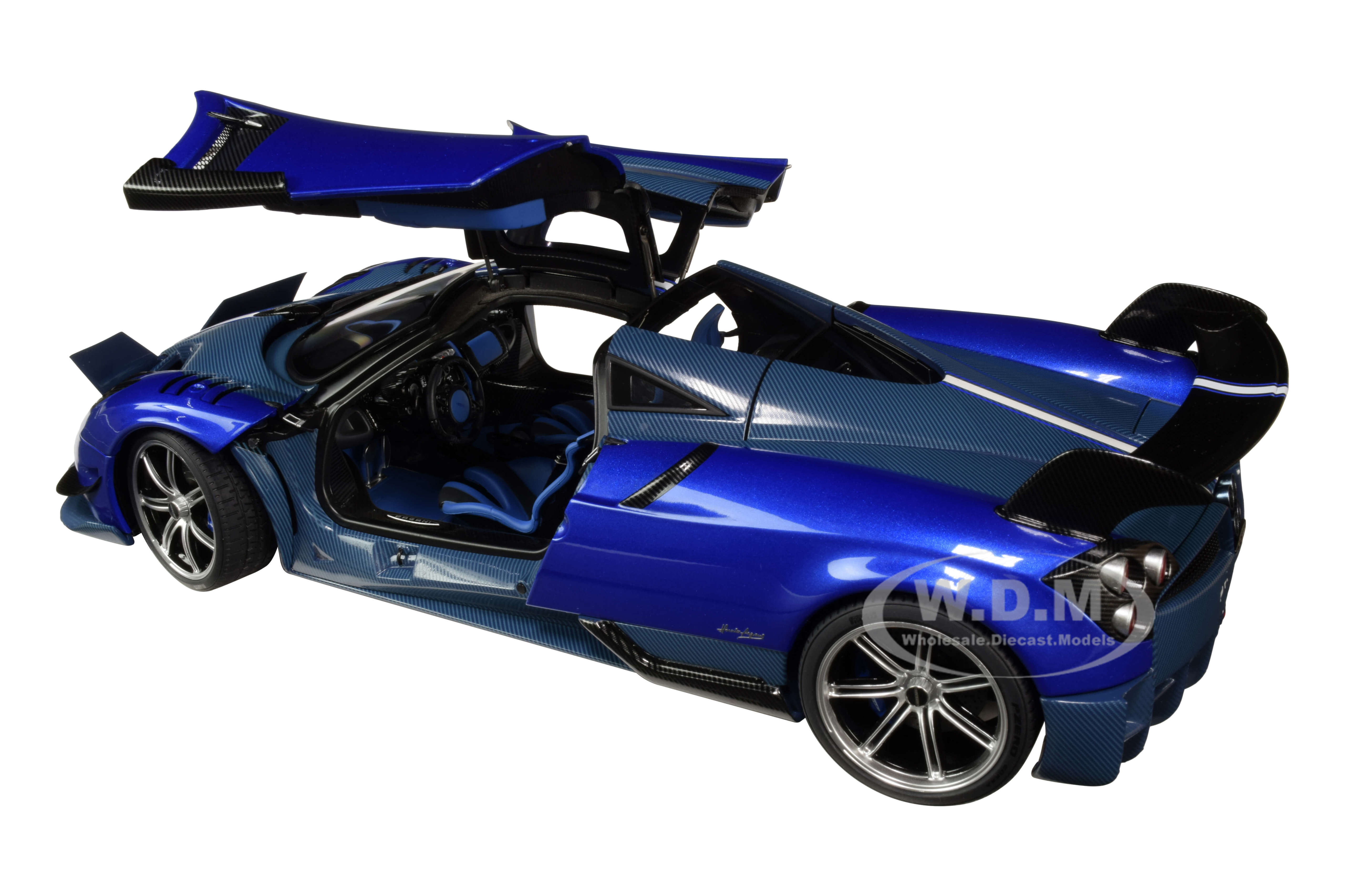 Pagani Huayra BC Blu Francia Candy Blue Carbon Accents 1/18 Model