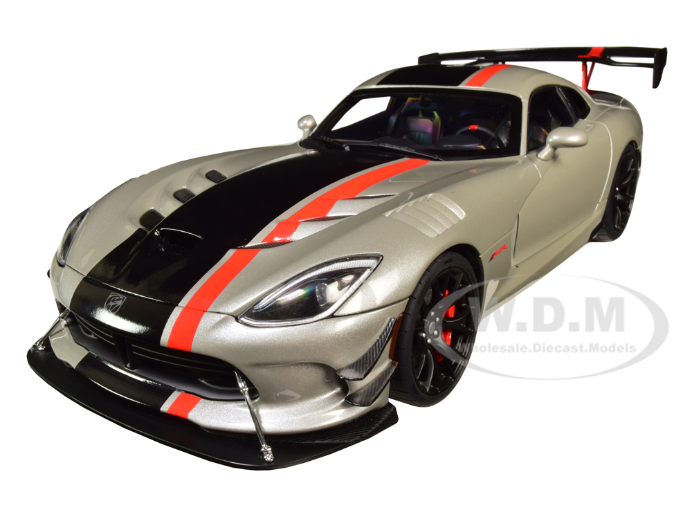 2017 Dodge Viper ACR Billet Silver Metallic Black Red Stripes 1/18