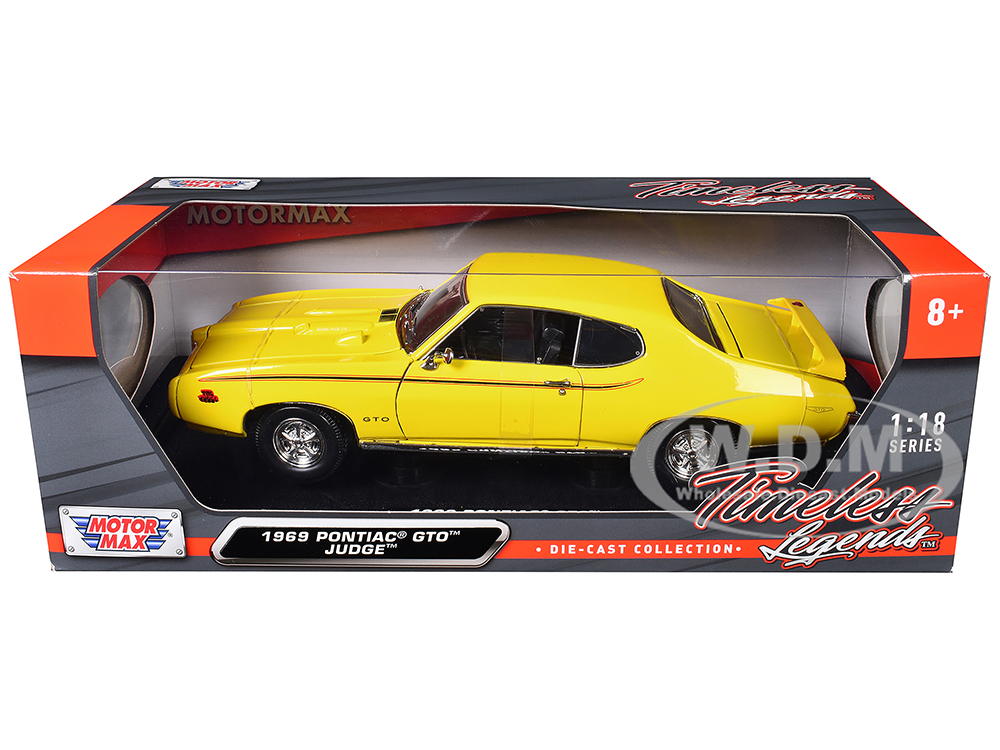 1969 Pontiac GTO Judge Yellow 1/18 Diecast Model Car Motormax 73133